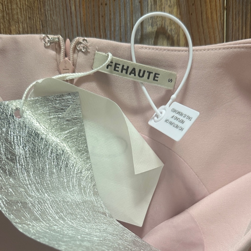Fehaute Blush Pink Midi Dress with Side Bow Small - Picture 5 of 10
